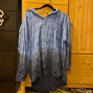 Ombré flannel hoodie